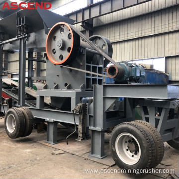 Mobile trailer stone diesel engine jaw crusher machine